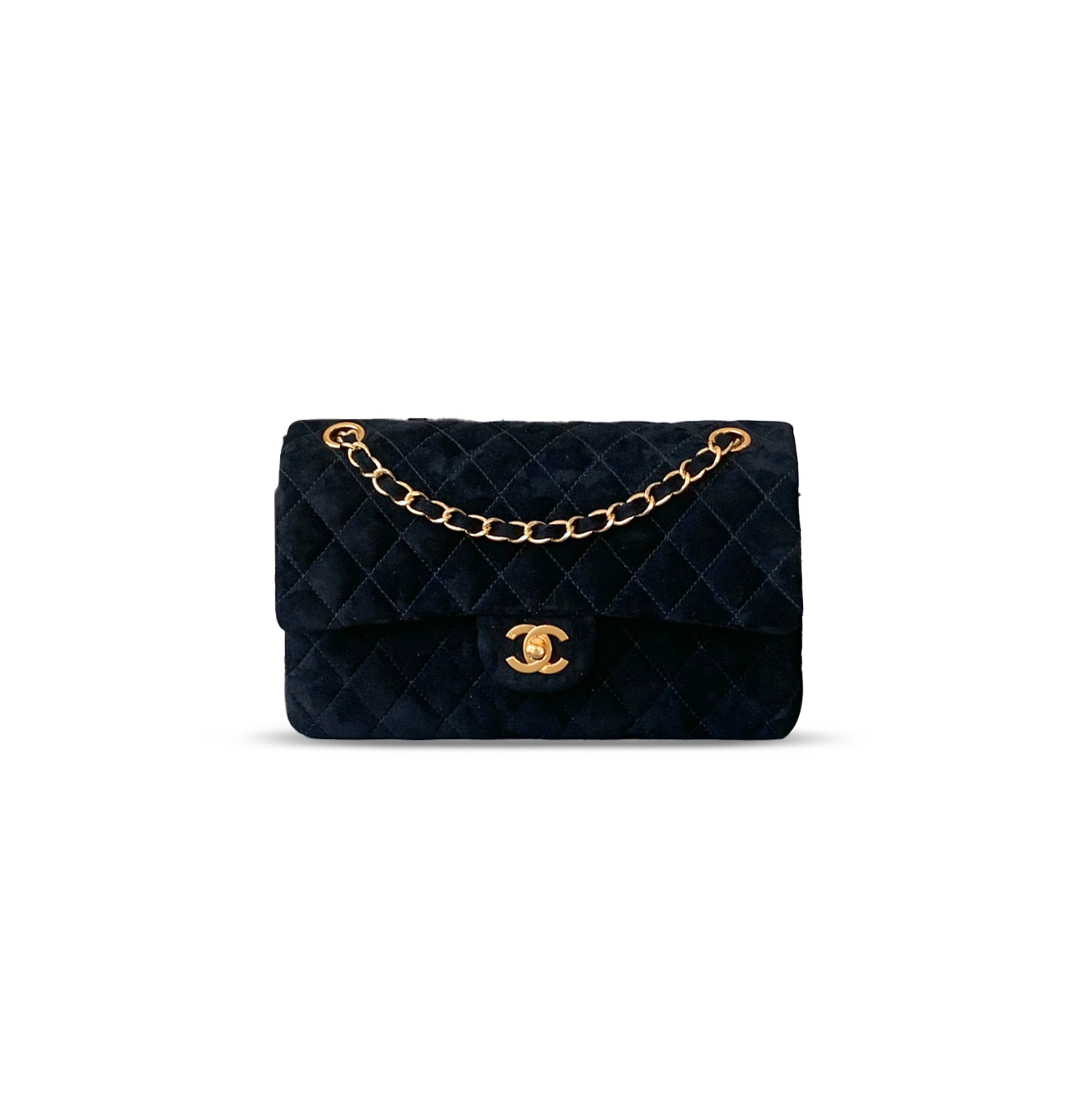 CHANEL SUEDE MEDIUM DOUBLE FLAP SHOULDER BAG 306480 (25*16*8cm)